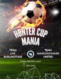 Soccer game on Friday Dec 12 in the Large Gym